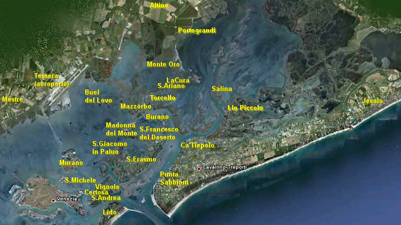 Mappa delle isole della laguna di Venezia